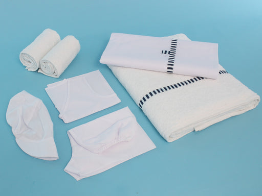 7 Piece Boy's Andros White Ladopana Oil Towel Set (Up to 12 Months)