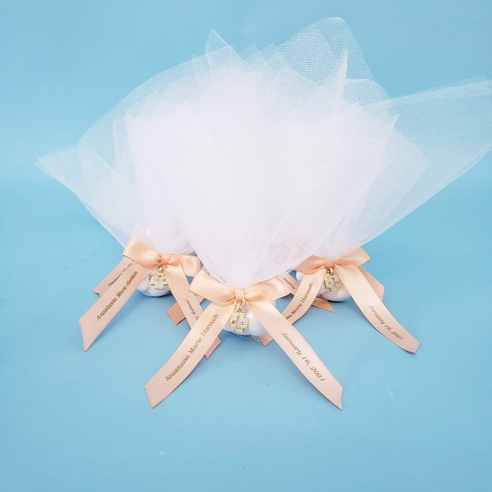 Classic Double Layer Square Tulle Koufeta with Centerpiece