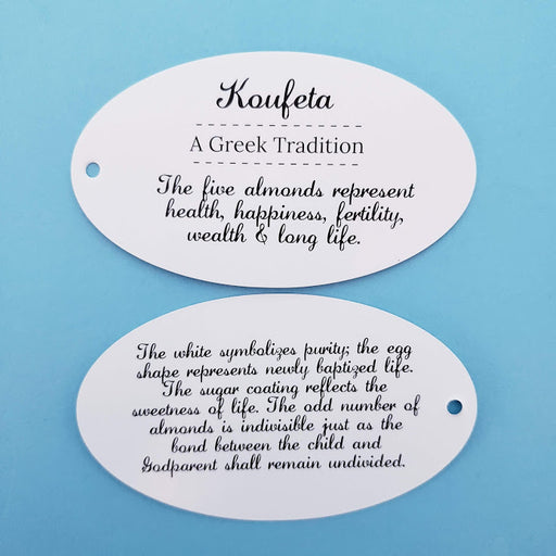 Explanation Oval Card -BAPTISM - 5 Almonds Greek Tradition