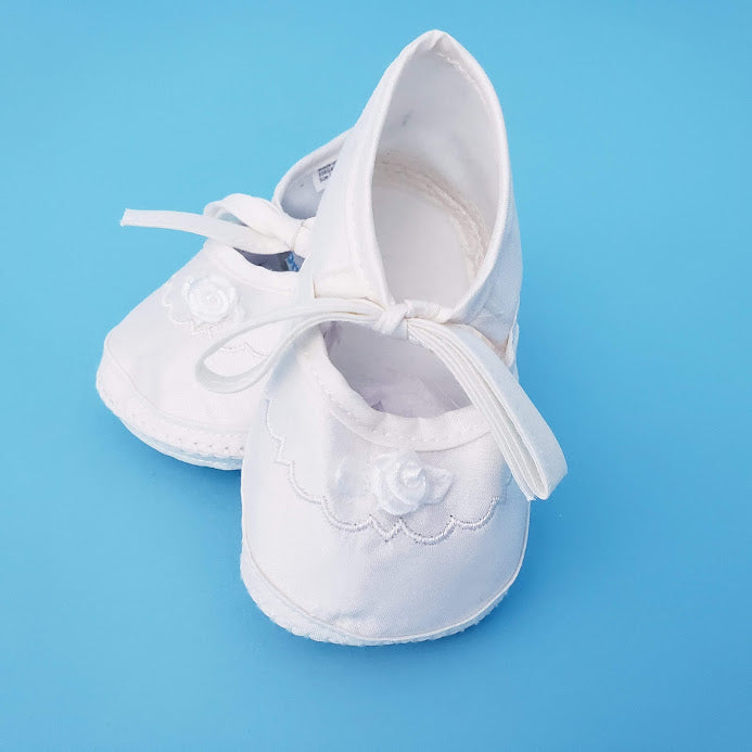 Christening Girls Baby Shoe - Girls Silk Dupioni Shoe