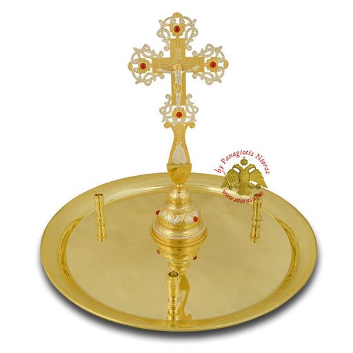 Gold Plated Holy Cross Disc for Stavroproskiniseos