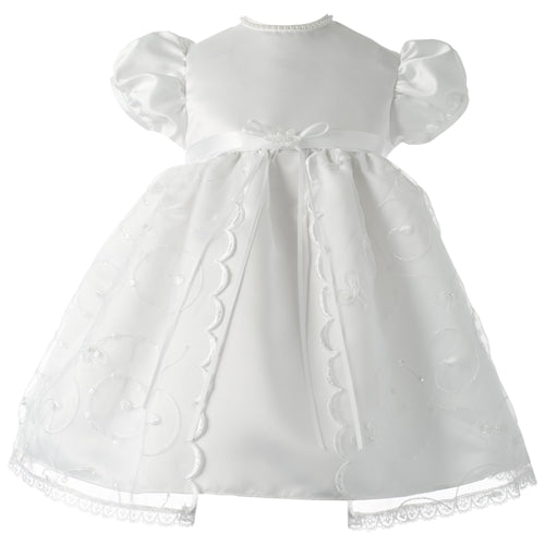 Organza Embroidered Sequined Split Front Christening Gown, 18 month sizing