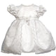 Organza Embroidered Sequined Split Front Christening Gown, 18 month sizing