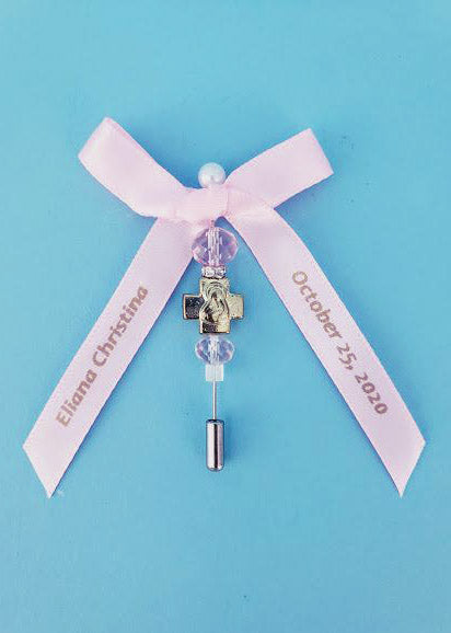 Athos Lapel Pin with Ribbon (Blue, Pink or Topaz)