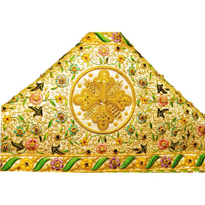 Priest Stole - Omophorion with Epitrachelion – White with Rich Floral Embroidery