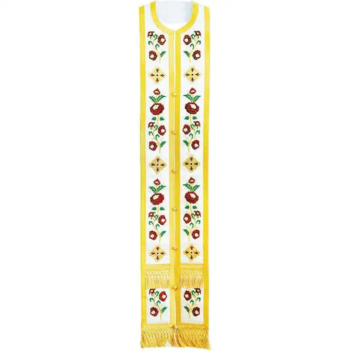 Priest Stole - Epitrachelion – White with Floral Embroidery
