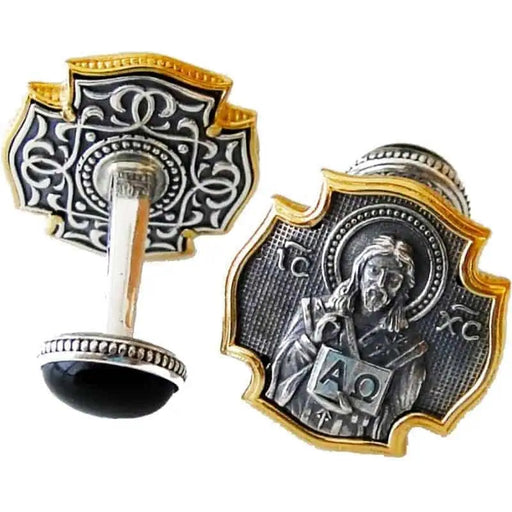 Silver Cufflinks – Embossed Carving of Jesus Christ with Local Gilding