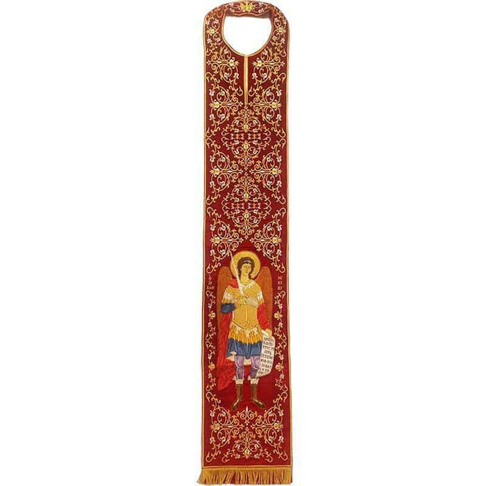 Priest Stole -Epitrachelion –Red with Archangel Michael Embroidery