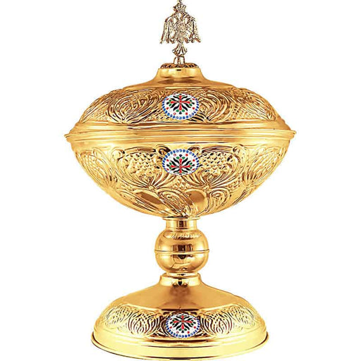 Holy Bread Bowl Carved Design - Gold or Silver