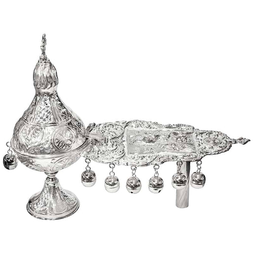 Bicolor Carved Orthodox Censer – Handcrafted Liturgical Incense Burner - Small