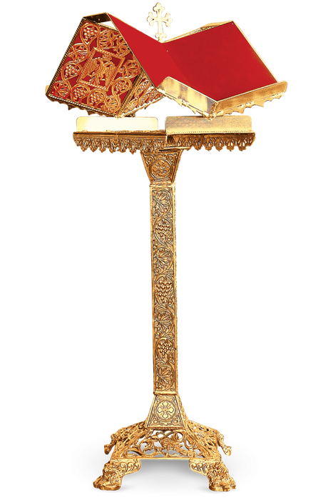 Orthodox Holy Book Stand - Double Stand with Red Velvet & Byzantine Eagle Design