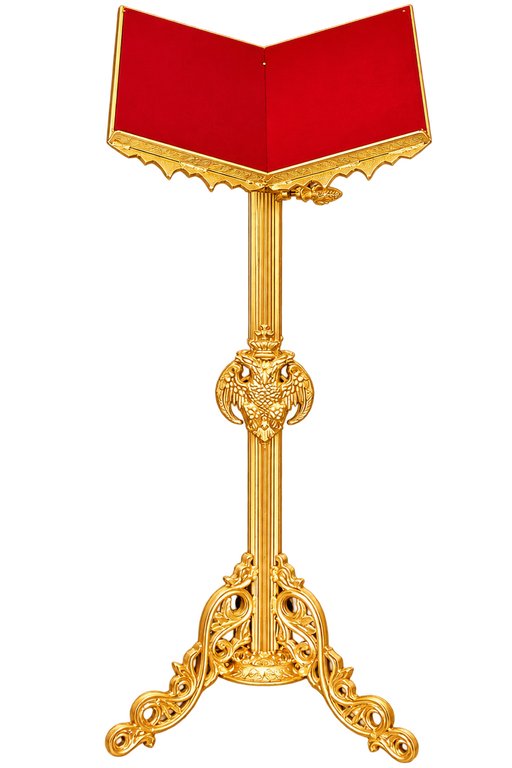Orthodox Holy Book Stand with Red Velvet Book Rest & Byzantine Double-Headed Eagle