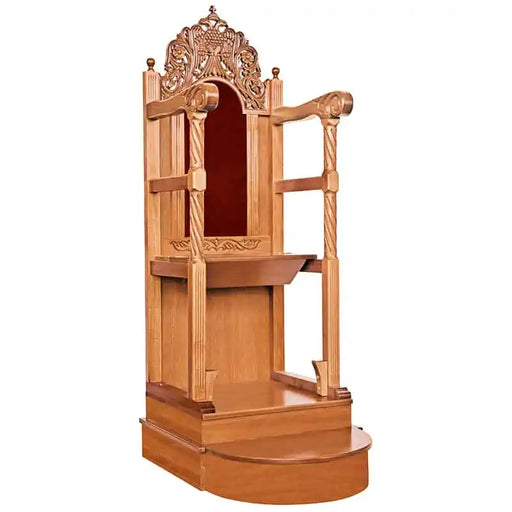 Orthodox Bishop’s Throne – Hand-Carved Ash Wood with Velvet or Icon Back