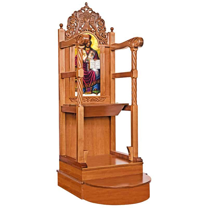 Orthodox Bishop’s Throne – Hand-Carved Ash Wood with Velvet or Icon Back