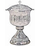 Hand-Carved Baptismal Font: Chrome-Plated Finish with Lid - 90 Liters