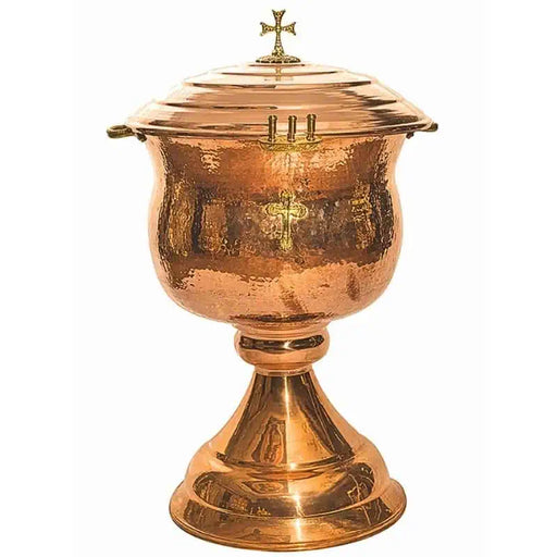 Orthodox Baptismal Font with Lid - Hammered Copper - Size 2 or Size 5