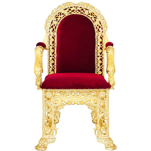 Orthodox Bishop’s Chair – Gold Aluminum with Velvet Upholstery
