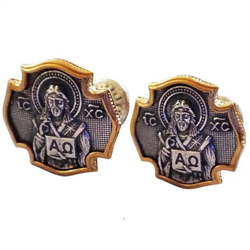 Silver Cufflinks – Embossed Carving of Jesus Christ with Local Gilding