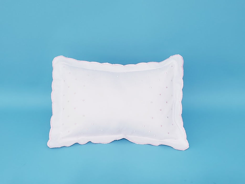 Scalloped Edge Baby Pillow - Embroidery