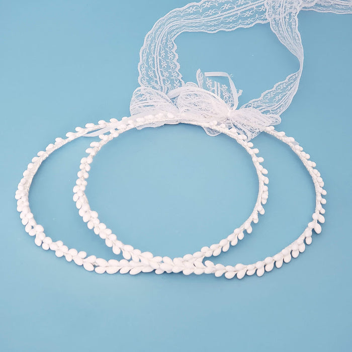 Crown Pair: Simple Porcelain Pearl Drops Orthodox Wedding Crowns