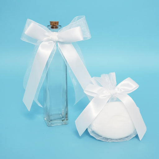 Baptismal Anointing Oil Bottle & Soap Set - Organza and Satin Bow - Tall