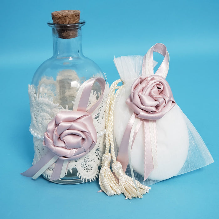 Baptismal Anointing Oil Bottle & Soap Set - Rose Gold Roses