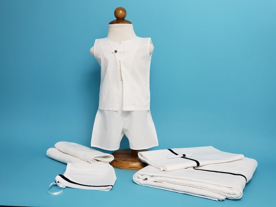 7 Piece Boy's Nautical Rope Orthodox Lathopana Oil Towel Set (3-12 month)