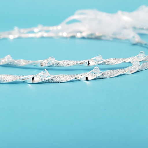 Crown Pair: Elegant Silver Twisted Wedding Wreath with Swarovski Accents Stefana