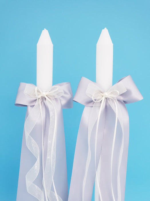 Sophia Organza Thick Stem Candles - Set of 2