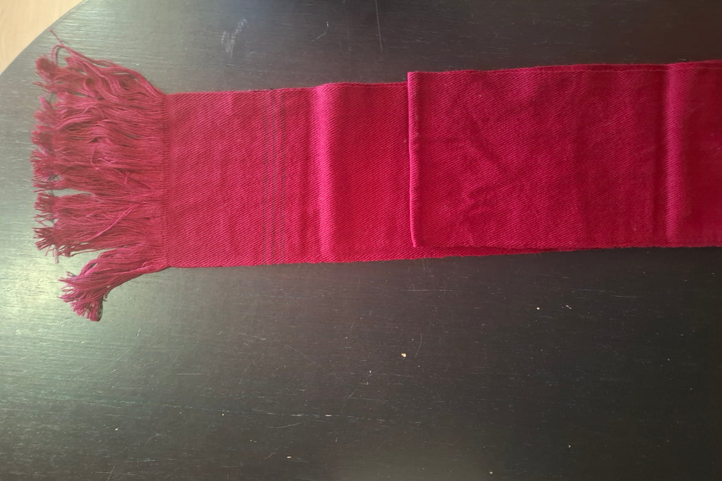 Woven Wool Belt Sash with Fringes - Burgundy