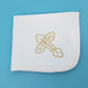 Double-Layer Cotton Baby Blanket – White with Gold Cross Embroidery
