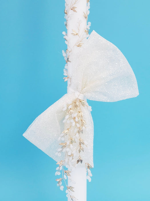 Alexandra Gold Leaf Thick Stem Candle - Set of 2