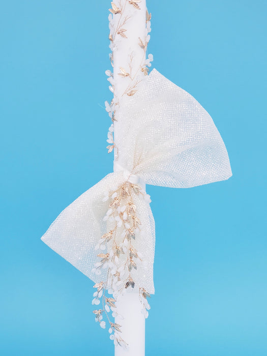 Alexandra Gold Leaf Thick Stem Candle - Set of 2