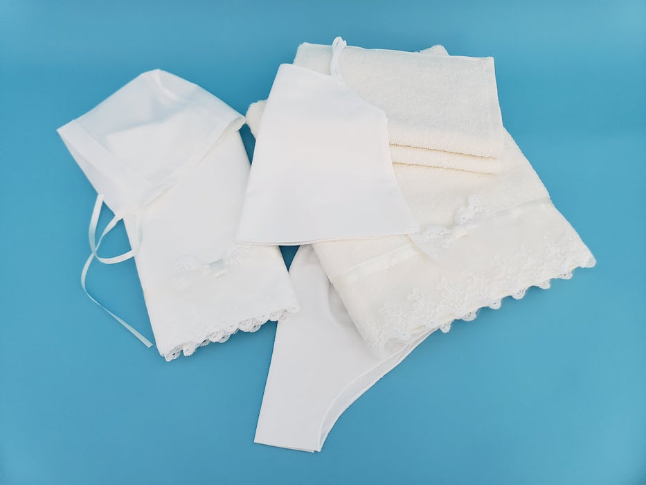 7 Piece - Anna Girl's Lathopana Lace (Size 3-12 month) - Ivory