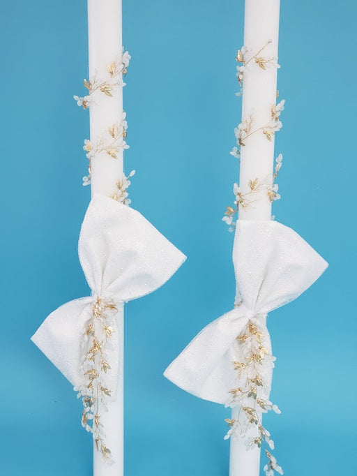 Alexandra Gold Leaf Thick Stem Candle - Set of 2