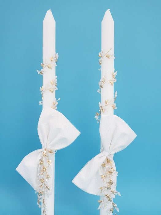 Alexandra Gold Leaf Thick Stem Candle - Set of 2