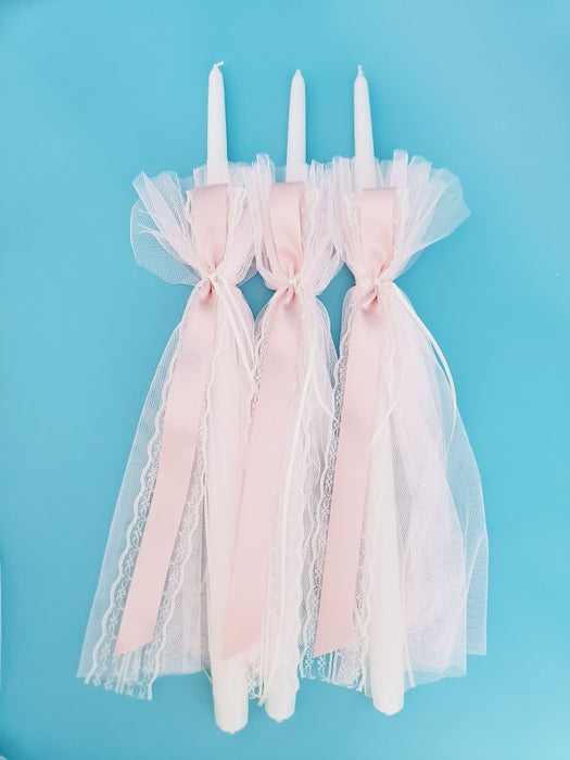 Eleni Rose Gold Tapered Baptismal Candle