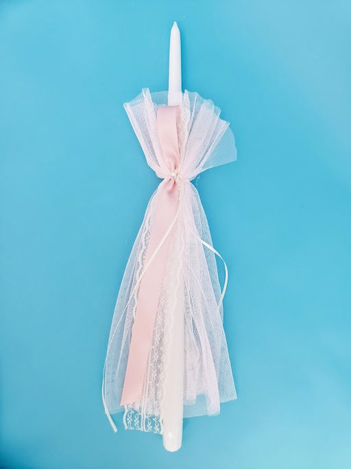 Eleni Rose Gold Tapered Baptismal Candle