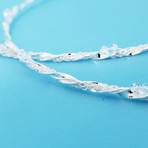 Crown Pair: Silver Twist Swarovski Crystal Orthodox Wedding Crowns
