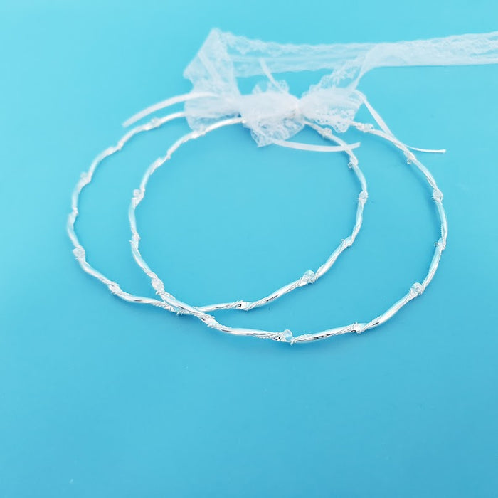 Crown Pair: Swarovski & Silver Double Twisted Orthodox Wedding Crowns