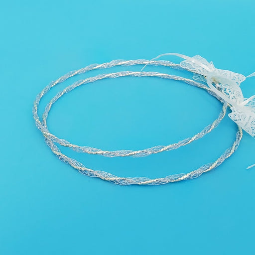 Crown Pair: Silver and Gold Weaved Stefana Orthodox Wedding Crowns