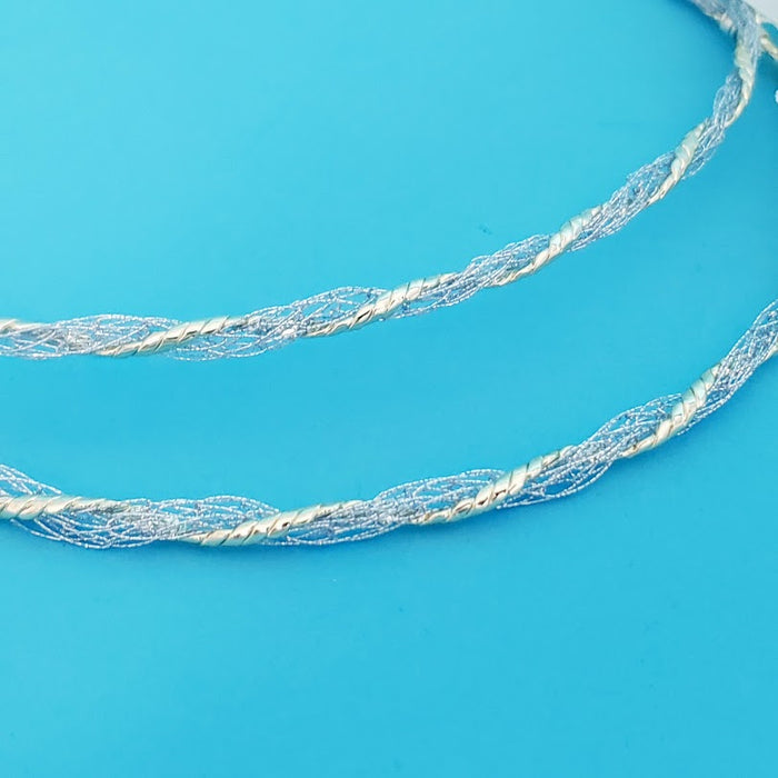 Crown Pair: Silver and Gold Weaved Stefana Orthodox Wedding Crowns