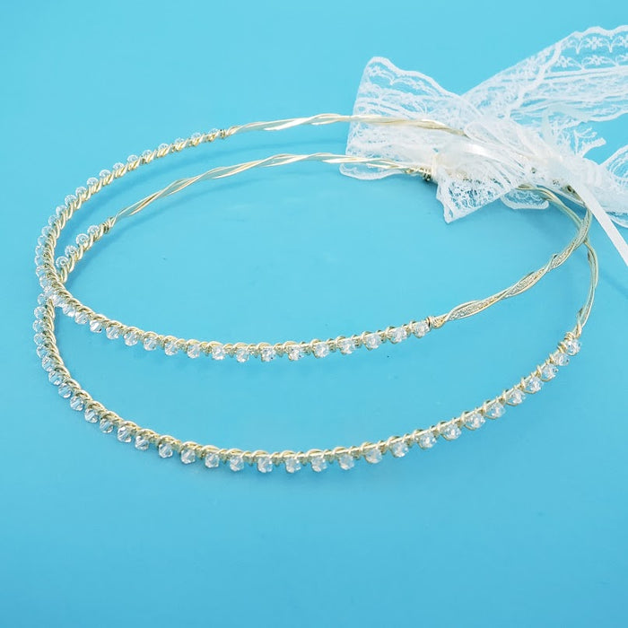 Crown Pair - Gold with Swarovski Crystals Wedding Crowns