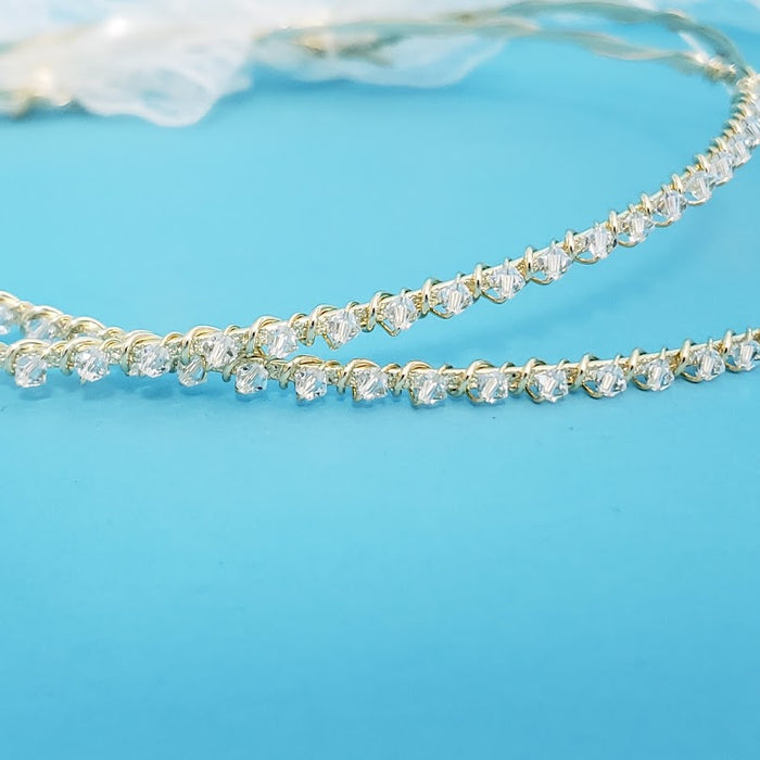 Crown Pair - Gold with Swarovski Crystals Wedding Crowns