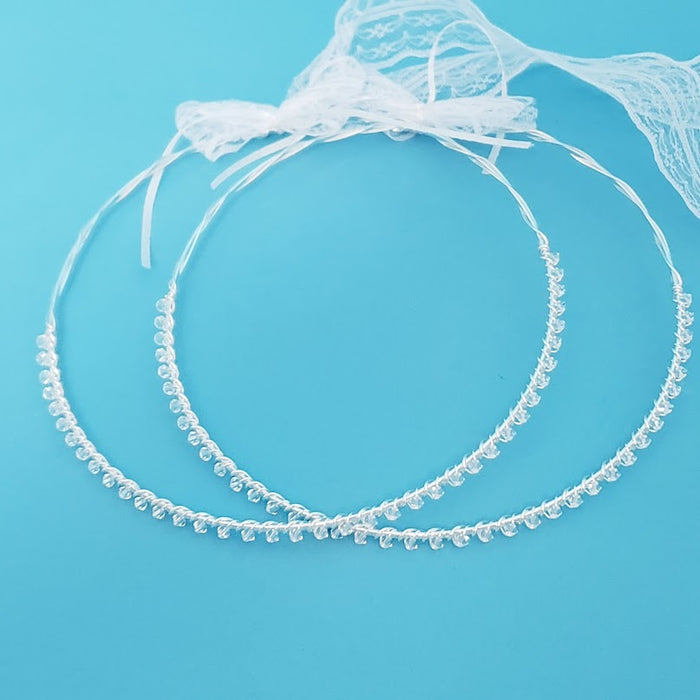 Crown Pair - Silver with Swarovski Crystals Wedding Crowns