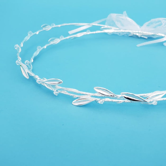 Crown Pair: Silver Olive Leaves Orthodox Wedding Crowns