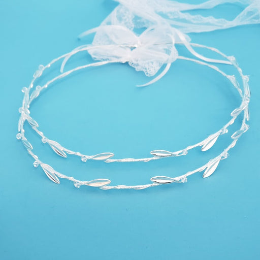 Crown Pair: Silver Olive Leaves Orthodox Wedding Crowns