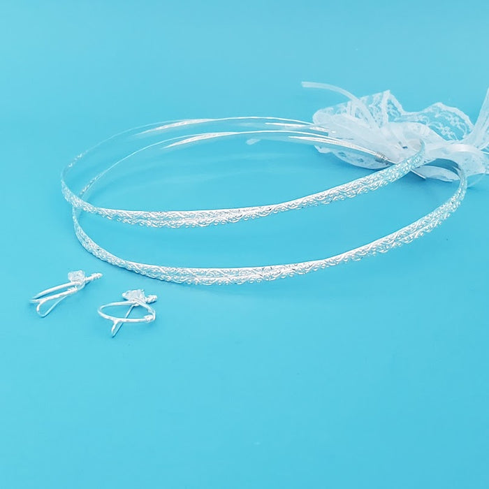 Crown Pair: Double Engraved Silver Wedding Crowns
