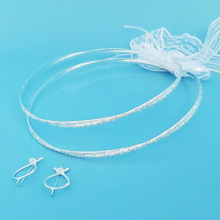 Crown Pair: Double Engraved Silver Wedding Crowns