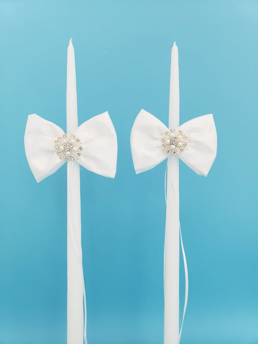 Eva Wedding Pearl & Crystal Lambatha -Tapered Candle - Set of 2